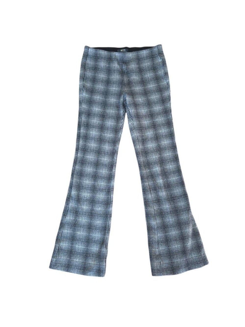 Maeve by Anthropologie Flared Pants Blue Black Plaid Pull On XS Womens Flare Leg